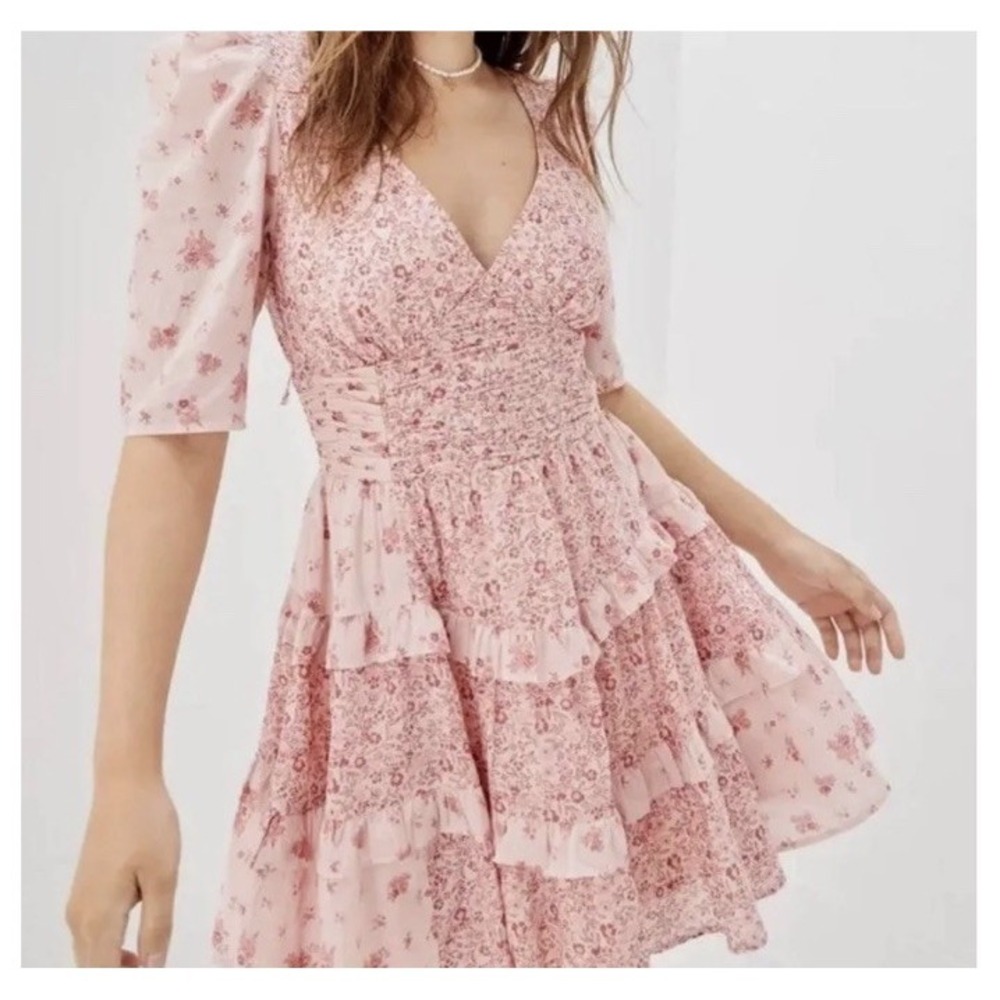 Pink Tiered Floral Dress Coastal Cowgirl Rodeo Festival Autumn Wedding Guest NEW